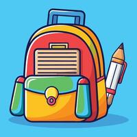 Adorable Backpack with Open Zipper, Revealing Pencil and Paper Design vector