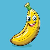 Adorable Banana Fruit Cartoon Character with a Yellow Peel and a Wide Smile vector