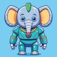 Adorable Elephant Robot Cyborg with Cartoonish Features in Icon Illustration vector