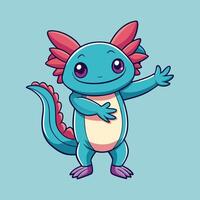 Cute Axolotl Dabbing with Cartoon Icon Style vector