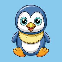 Adorable Baby Penguin Cuddles Up in a Pacifier and Diaper Cart vector