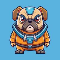 A cartoon pug dog in space suit vector