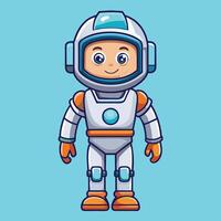 Delightful Cartoon Icon Depicting an Adorable Astronaut in a Robot Cyborg Suit vector