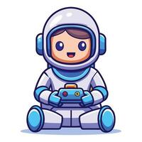 Cartoon astronaut playing game vector