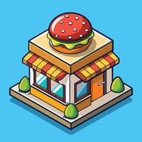 A hamburger is sitting on top of a building vector
