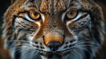 Close-Up View of a Lynxs Eyes and Nose in the Wild photo