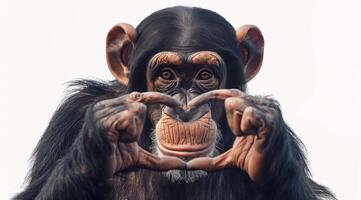 Chimpanzee Making a Heart Shape With Its Hands photo