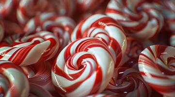 Close Up of Red And White Peppermint Candies photo