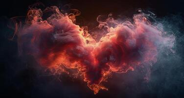 Red Smoke Heart Shape Abstract Photography photo