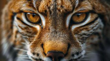 Close-Up View of a Lynxs Eyes and Nose in the Wild photo