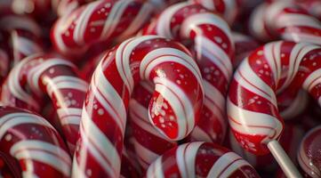 Close Up of Red And White Peppermint Candies photo