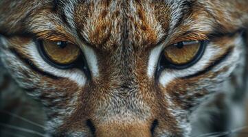 Close-Up Portrait of a Lynxs Golden Eyes With Blurred Background photo