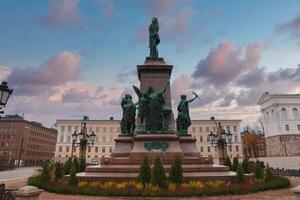 Statue of Alexander II in Senate Square, Helsinki with Cathedral photo