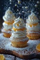 Lemon Cupcakes Dusted With Powdered Sugar photo