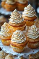 Gourmet Cupcakes on a White Stand photo