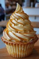 Closeup of a Swirled Lemon Tart photo