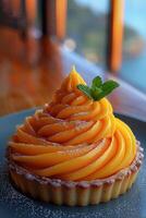 A Delicious Pastry with a Whipped Mango Filling photo