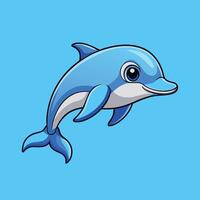Animated Icon of a Cute Dolphin Swimming with a Joyful Expression vector