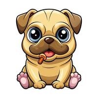 Adorable Pug Puppy Holding Bone in Its Mouth A Cartoon Icon vector