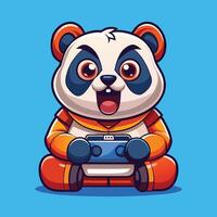 A cartoon panda bear holding a remote control vector
