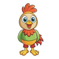 Adorable Cartoon Illustration of a Standing Chicken with Charming Expression vector