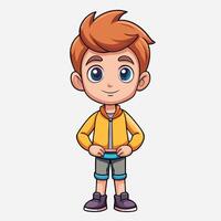 Adorable Boy Posing with Cartoonish Expression and Style vector