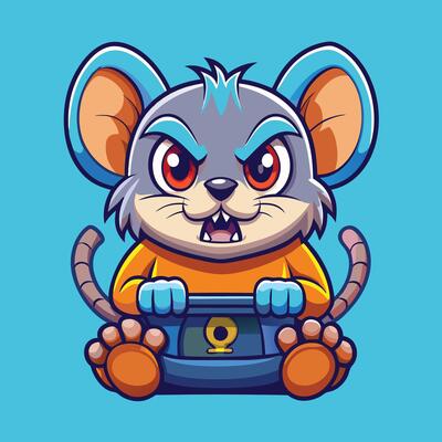 Cute and Angry Mouse Gaming Mascot Cartoon Illustration