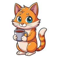 Adorable Cat Hugging Coffee Mug with Warm Affection and Comfort vector