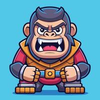 Cartoon monkey character with a big mouth and angry expression vector