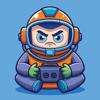 Cheerful Gaming Diver Character with Angry Expression Icon Illustration vector