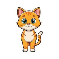 Adorable Cartoon Cat Standing with Cheerful Expression vector