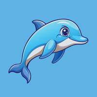 Adorable Cartoon Dolphin Swimming Gracefully in a Digital Illustration vector
