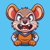 Cute and Angry Mouse Gaming Cartoon Character Illustration vector
