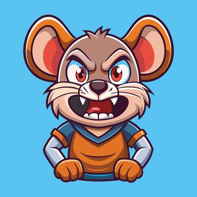 Cute and Angry Mouse Gaming Cartoon Character Illustration