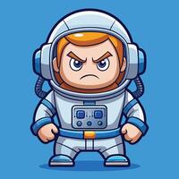 Cute and Angry Cartoon Astronaut Icon with Gaming Element vector