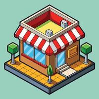 An illustration of a small store with a red awning vector