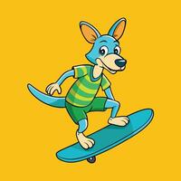 Skateboarding Kangaroo and Surfing Boa Conjoin in Amusing Sportsmanship vector