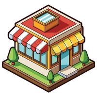 An illustration of a small store with awning vector