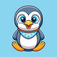 Adorable Baby Penguin Snuggles in Pacifier and Diaper Ensemble vector