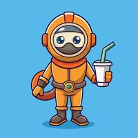 Astronaut with drink and straw vector