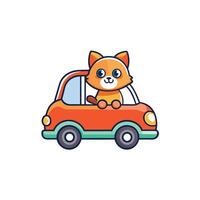 Adorable Cartoon Cat Enjoying a Joyride in a Vehicle vector