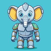 Adorable Cartoon Icon of a Cyborg Elephant with Robotic Enhancements vector