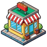 An isometric cartoon of a small store vector
