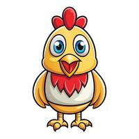 A cartoon chicken with a red beak and white feathers vector