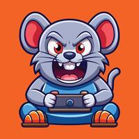Cute and Angry Mouse Cartoon Icon for Gaming Design vector
