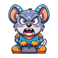 Cartoon mouse with angry expression illustration vector