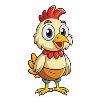 Adorable Cartoon Chicken Standing Gracefully with a Friendly Smile vector