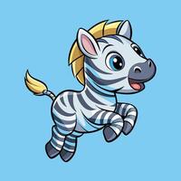 Animated Illustration of a Playful Baby Zebra Jumping vector