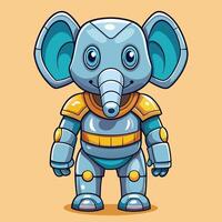 Adorable Elephant-Shaped Cyborg Character with Cartoonish Features from Illustration vector