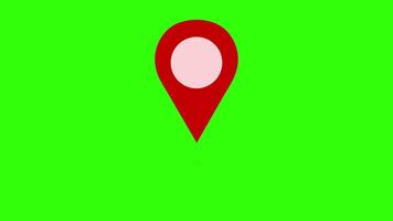 animated GPS red map location pointer with radio wave on a green background. pin icon animation for navigation and tracking video